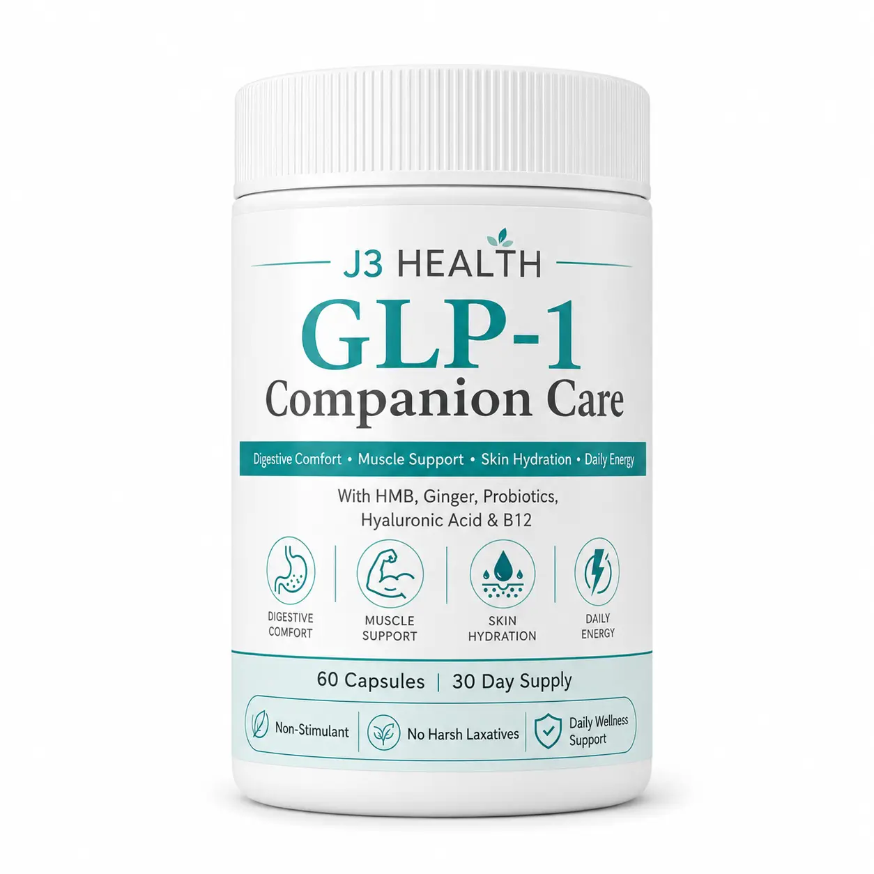 GLP-1 Medication Companion Nutrition Capsules, Daily Support for Digestive Comfort, Muscle Function, Skin Hydration & Energy Metabolism, 60 Capsules