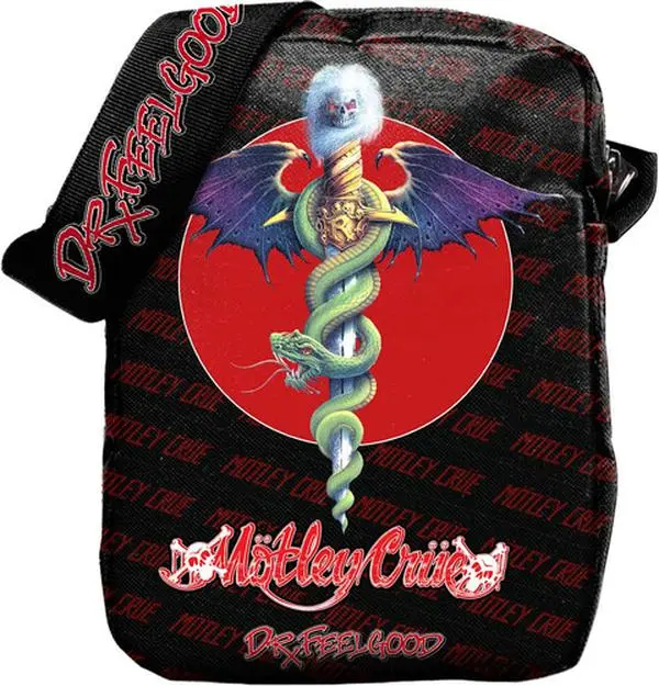 Motley Crue - Rocksax - Motely Crue - Dr. Feelgood 2 - Crossbody Bag with Stash Pockets (Black)  [SPECIAL PRODUCTS] Tote / Messenger Bag