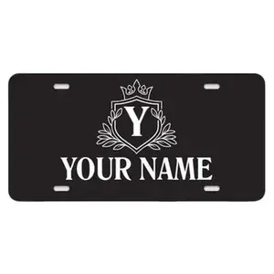 Personalized Black Monogram License Plate - Custom Name Design - 12" x 6" US Standard Size - Aluminum Material - Ideal for Car Front Plate, Wall Decor, or Party Prop