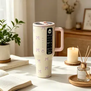 HydroJug 40oz Leak-Proof Insulated Tumbler with Flip Straw & Cup Holder Fit Flasks Lid Drinkware Bow tie pattern Reusable Bottles Stainless
