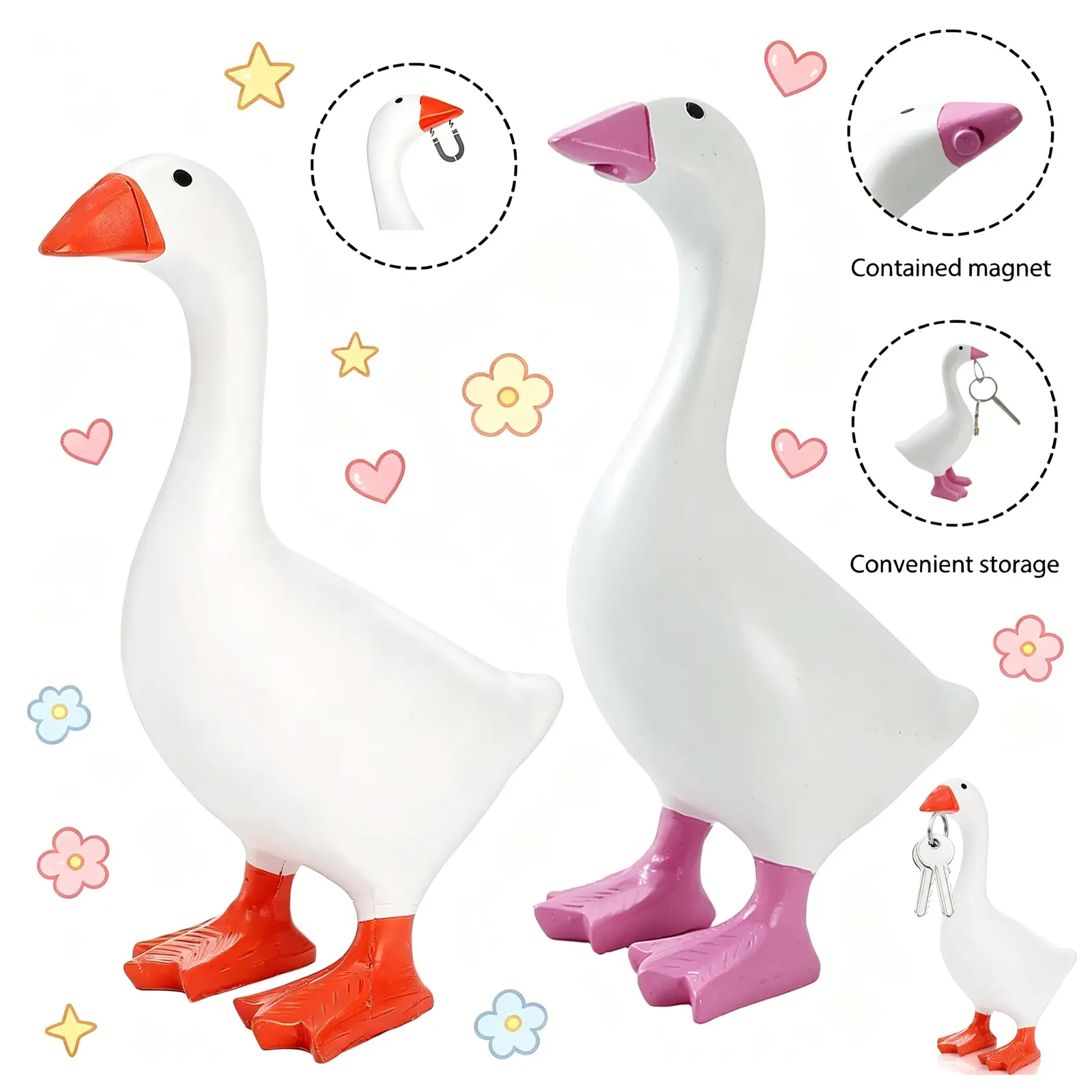 Magnetic 7-in Funny Goose Resin Figurine Decor, Creative Office Desk Ornament, Home Living Room Display Statue, Mini Dustproof Gift for Coworkers
