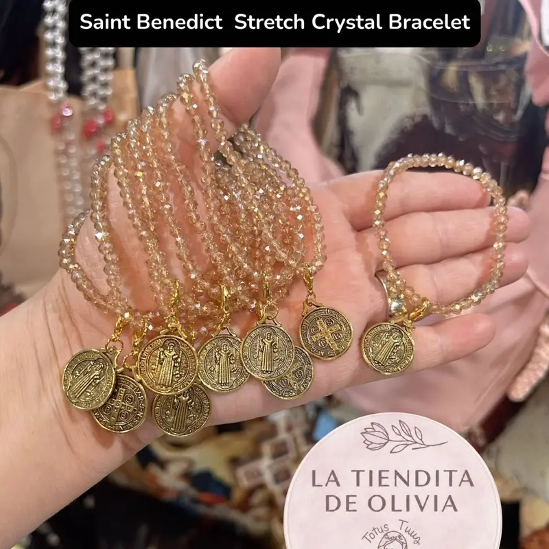Saint Benedict Stretch Crystal Bracelet