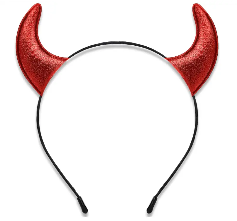 Glitter Devil Horns Headband, Red Devil Horns Devil Costume for Women Men Girls, Halloween Fancy Dress Cosplay Hairband (Red)