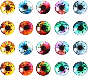 20 Pcs Mixed Animals' Eye Printed Glass, Round Glass Cabochons for Jewelry Findings Cameo Pendant Making (40mm/1.5 inch)