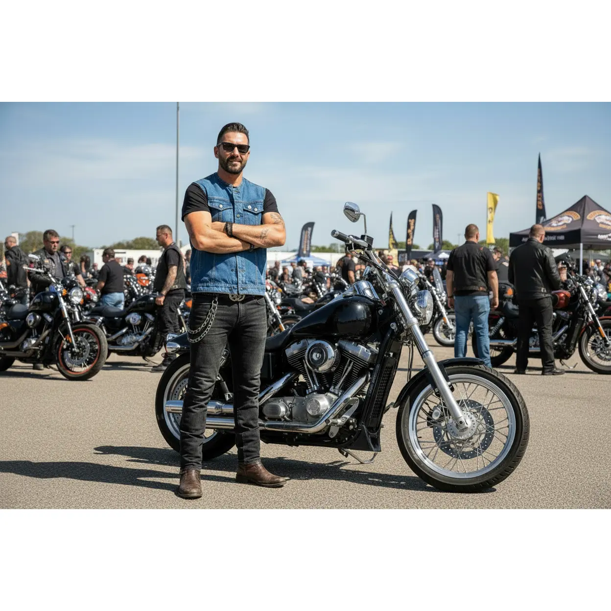 Blue Denim Motorcycle Vest – Concealed Carry & Single-Panel Back