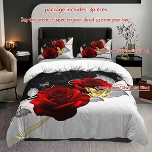 Luxurious Rose Down Comforter Set, Soft and Cozy Bedding, Comfy Bedding Set, Elegant Bedroom Accessories, All-Season Home Decor, Fashionable Furniture