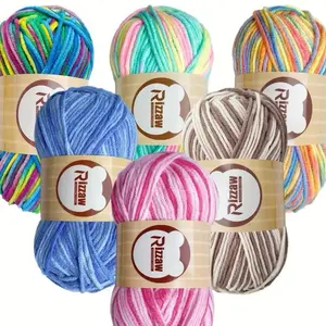 Rizzaw Multicolor Yarn - Soft & Durable for Knitting & Crochet - Variety Pack of 6 Patterns - Perfect for Beginners & Professionals