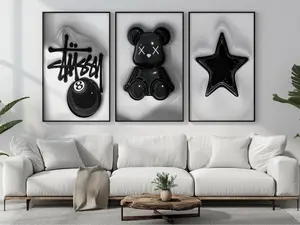 Set of 3 - Hypebeast Wall Art Prints,Trendy 3D Room Decor Bundle ,UNFRAMED