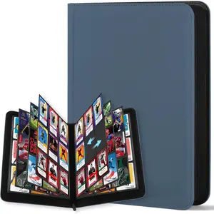 Card Binder 9 Pocket, Premium Zip Trading Card Binder, 540 Double Sided Pocket PU Collection Binder, Side-Loading Collector Album, Card Folder for MTG, TCG, Sports Cards, Navy Blue