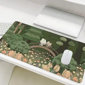 Cartoon Forest Pattern Mouse Pad, Rectangle Gaming Mouse Pad, Office Desk Keyboard Mouse Pad for Home Office Game Room Desk