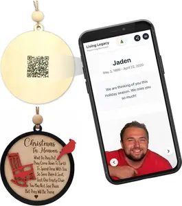 Living Legacy Memorial QR Ornament Personalized Christmas Decoration Handmade Wood Ornament with Scannable QR Code Custom Photo Ornament for Family Tree & Christmas Gift