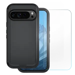 Entronix Bundle Compatible with Pixel 9 Pro XL - Heavy Duty Case & 1 Clear Screen Protector Cover Protection