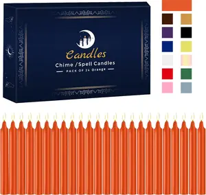 24 Pack Orange Spell Chime Candles   Mini Unscented Taper Candles for Rituals, Prayer, Birthdays, Meditation, Altar, Spells, Chime Candles - 4 Inch Tall - Ideal for Witches