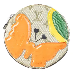 Pre-owned Louis Vuitton Leather/ Canvas Small Leather Goods L26020263 Round Butterfly Round Multi Color Mini Lin Compact