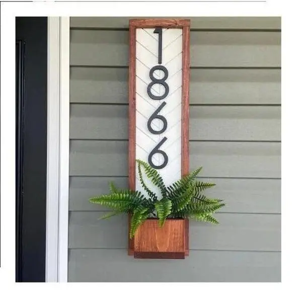 Fairview Vertical Address Sign Planter, House Number Sign and Personalized Address Plaque for a Unique Yard Sign, Custom House Number Sign