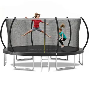 12FT  14FT 16FT SkyBound Trampoline with Curved Safety Padded Poles - Large Outdoor Backyard ASTM Safety Approved Trampolines for Kids & Adults - Heavy Duty Recreational Outside Trampoline with Safety Net