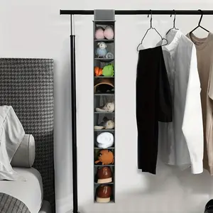 1 Set 10 Layer Hanging Shoe Organizer, Closet Shoe Storage, Space Saving Shoe Rack, Foldable Compartments, Durable Material Structure, Hangable