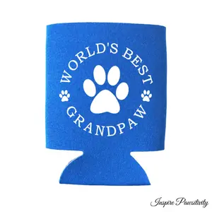 World's Best Grandpaw Can Cooler, Dog Grandpa Christmas Gift, Father's Day Gift, Gift for Him, Grandparents Day Gift, Beer Holder, Summer Can Cooler Drinkware Tumbler