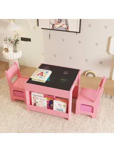 【Labor Day Sale】Kids Table And Chair Set - 4-In-1 Wooden Activity Table With Blackboard, Whiteboard, And Storage Drawer, Sturdy And Safe Design For Drawing, Reading, Crafts, Homework, Nursery, And Playroom