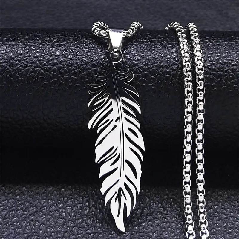 Fashion Stainless Steel Feather Pendant Hip-Hop Unique Gifts for Men and Women, Trendy Exquisite Jewelry Necklaces