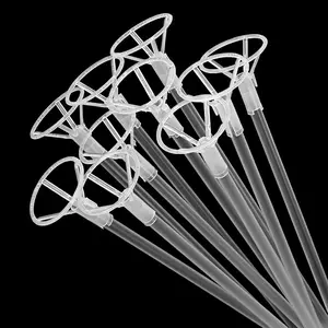 50pcs Balloon Sticks with Cups, 16in Clear Bobo Balloon Holders Large and Long Balloon Stand for Large Graduation Wedding Party Decorations