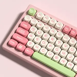 Double Shot Pbt Keycaps Set Moa Profile 75% Dye Sublimation Caps 130 Keys Custom Key For Gateron Mx Switches Mechanical (pink/beige/green)