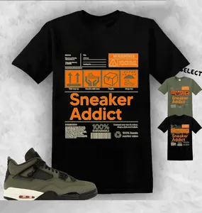 4 Undefeated Graphic Tee, Sneakerhead Addict T-shirt Match 4 OG Deep Green Olive Sneaker, Classic Cuts, Always On Point, Easy to