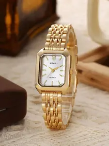 Women's Elegant Square Dial Quartz Analog Watch, Fashionable Wristwatch with Stainless Steel Strap for Women & Girls, Trendy All-match & Exquisite Watch for Birthday Gift