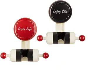 2 Pack Adjustable Suction Cup Shower Holder, Aesthetic Shower Head Holder For Bathroom, Suction Cup Shower Head Bracket No Drill Shower Head Bracket, Shower Head Holder( Black+Red )