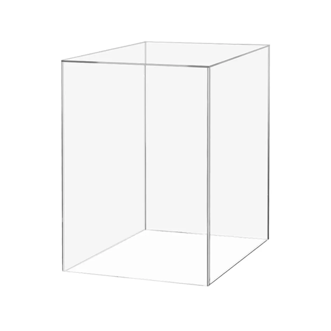 Acrylic Display Riser Box with One Open Side 8" x 8" x 12" No Lid Versatile Clear Tall Retail Merchandise Storage Bin or Product Platform No Assembly by 321 Plastics