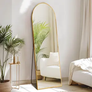 CONCETTA 64x21 Arched Full Length Mirror, Full Body Standing Mirror Floor Mirrors, Gold