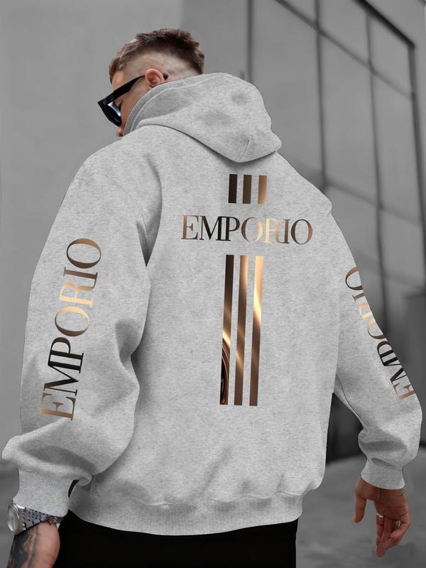 Emporio Gold Graphic Oversized Hoodie | White Streetwear Hoodie with Luxury Brand-Inspired Print | Trendy Outfit for Fashion & Streetwear Enthusiasts | Comfortable & Stylish