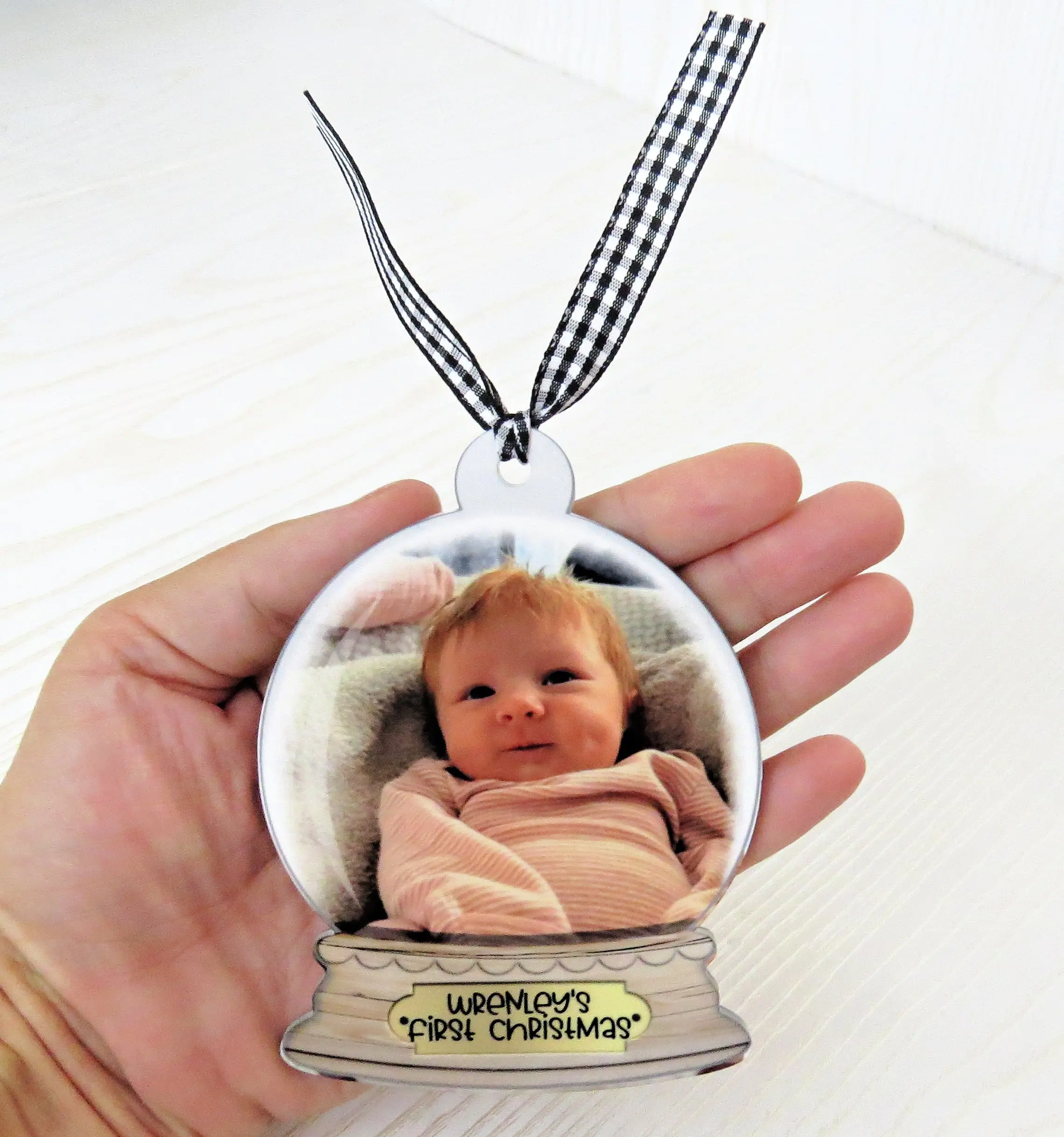 Personalized Snowglobe Photo Ornament – Custom Christmas Keepsake