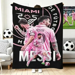 Messi Inspired Soccer Star Flannel Blanket, HD Print Ultra Soft Warm Throw for Adults Kids, Sofa Bed Car Camping Sports Fan Gift