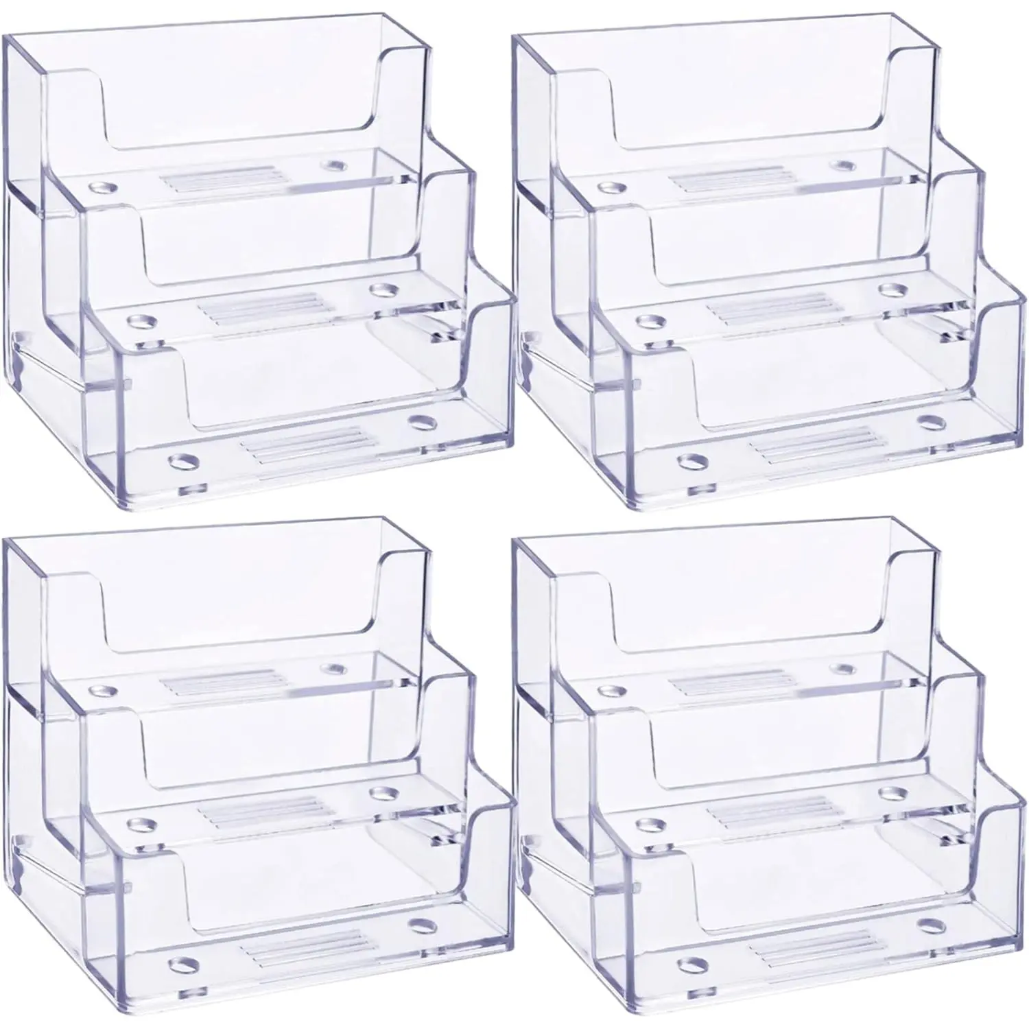 4Pcs/Set Business Card Holder for Desk,3 Tiers Clear Acrylic Stand for Business,Card Organizer Storage Holder Display for Office and Company,180 Cards Capacity,Christmas Party Gifts,Hand Tools Kits
