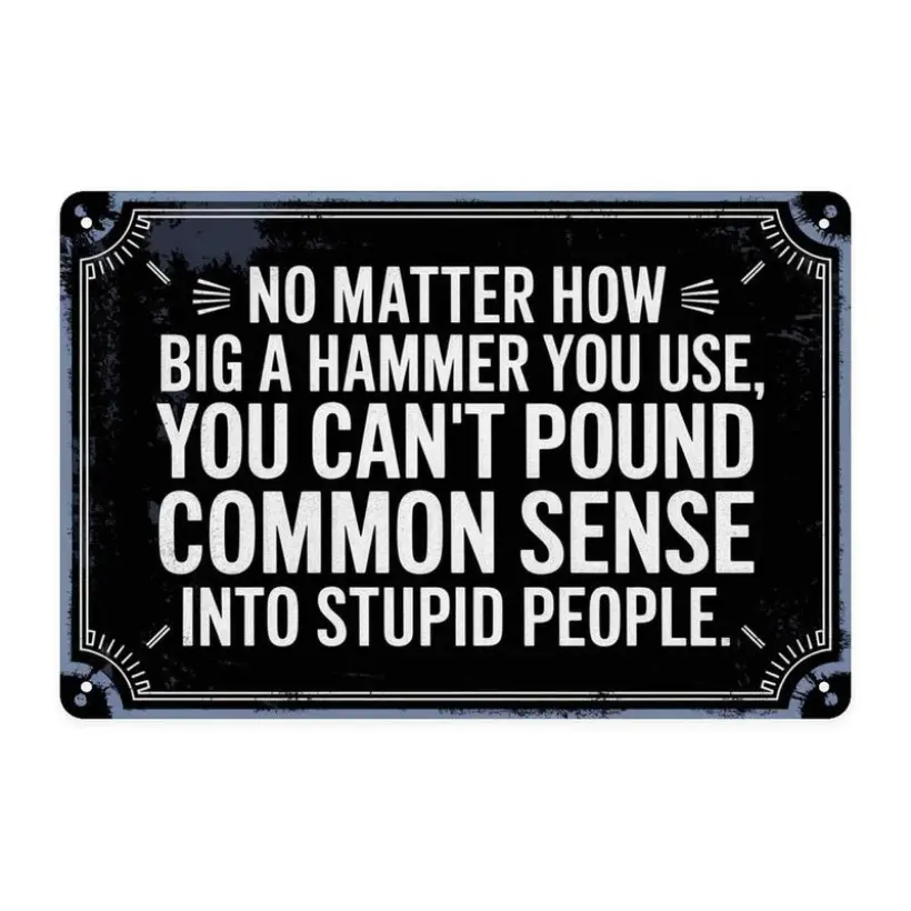 Aluminum Funny Sarcastic Quotes Vintage Common Sense Humor Sign Aesthetic Room Decoration for Home Bedroom Kitchen Bar Dorm Wall Decor 8 X 12 Inch