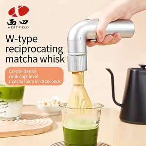 Electric Matcha Whisk Rechargeable 30-Second Whisking W-Shaped Design Three-Speed Regulation Smooth Silky Matcha Food-Grade Resin Tea Whisk