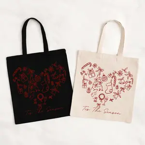 Tis The Season Tote Bag | Minimalist Christmas Canvas Bag | Holiday Gift Bag | Fall to Winter Canvas Carry Bag
