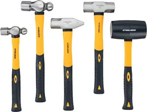 STEELHEAD 5 Piece Fiberglass Handle Hammer and Mallet Set, Ball Peen, Sledge, Rubber Mallet