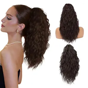 Ponytail Extension Claw 20" Curly Pony Tail Clip in Claw Hair Extensions Fluffy Natural Looking Synthetic Hairpiece for Women short curly ponytail extension