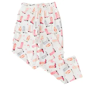 Cowboy Boots Pajama Pants Unisex - Cute Western Cowgirl Boot Print Lounge Pants All Season Sleepwear Soft Comfortable Breathable Cool Summer Warm Winter - Country Western PJ Bottoms Men Women