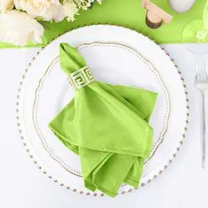5 Pack Polyester Napkins 17"x17" Apple Green - Wrinkle Resistant & Easy Care Cloth Napkins
