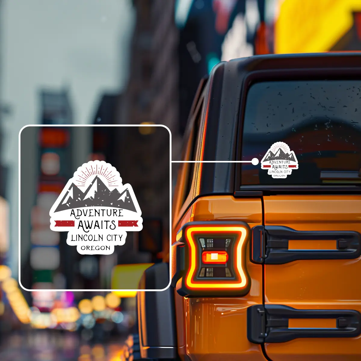 Vinyl Matte Sticker, Adventure Waiting in Lincoln, Oregon, Self-adhesive Cartoon Sticker Suitable for Cars, Laptops, Windows - Durable, Disposable, Irregularly Shaped, Suitable for Plastic and Glass