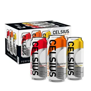 CELSIUS ESSENTIALS, Sparkling Sunset Variety Pack, Performance Energy Drink 16 Fl Oz (Pack of 12) Espumosa Beverage Fruit