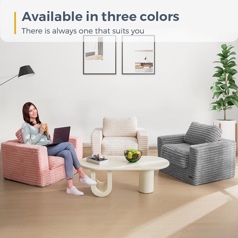 MAXYOYO Large Bean Bag Chair - Boneless Couch Convertible to Floor Sofa with Pillows & Armrests, Plush Sofa Couch for Bedroom & Living Room, Pink