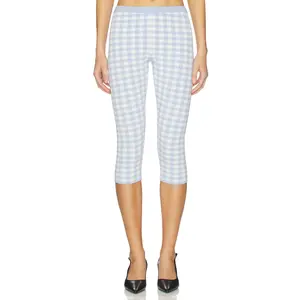 525 America Betty Pull On Gingham Capri in Blue Heron Combo