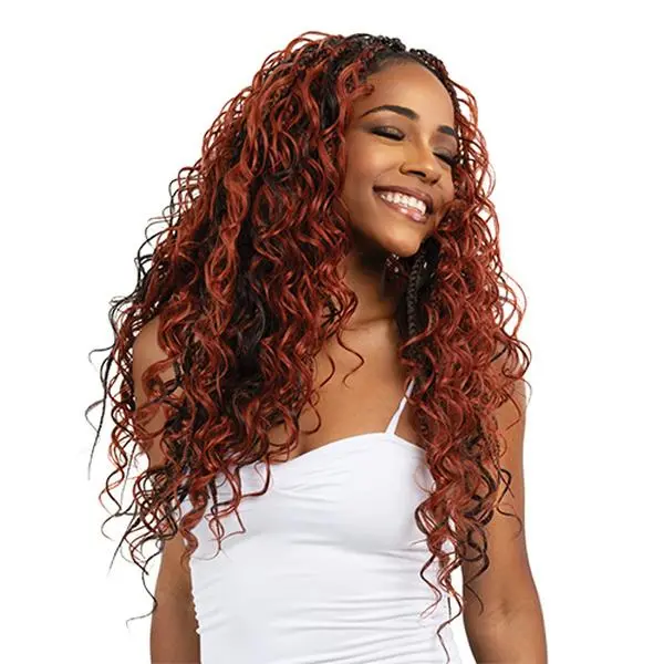 Bobbi Boss 3X Xtra Boho Box Loose Deep 20-Inch Synthetic Curly Crochet Braids, Lightweight Pre-Looped Braided Hair Extensions with Natural Texture, Faux Locs Braids