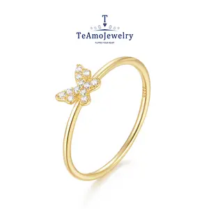 【RZ-387】925 Sterling Silver Butterfly Artificial gemstone 5A Ring, suitable for daily/party wear, Christmas gift for girlfriend