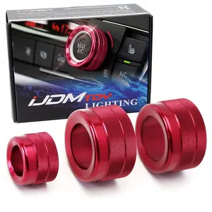 iJDMTOY 3pc Red Anodized Aluminum AC Climate Control and Radio Volume Turner Ring Covers For BMW 2014-18 X5 F15, 2015-19 X6 F16