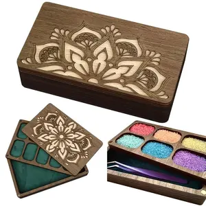 Layered Wooden Bead Storage Box with Dividers, Multi-Tier Jewelry Making Organizer, Display Tray for DIY Bracelets, Craft Supplies